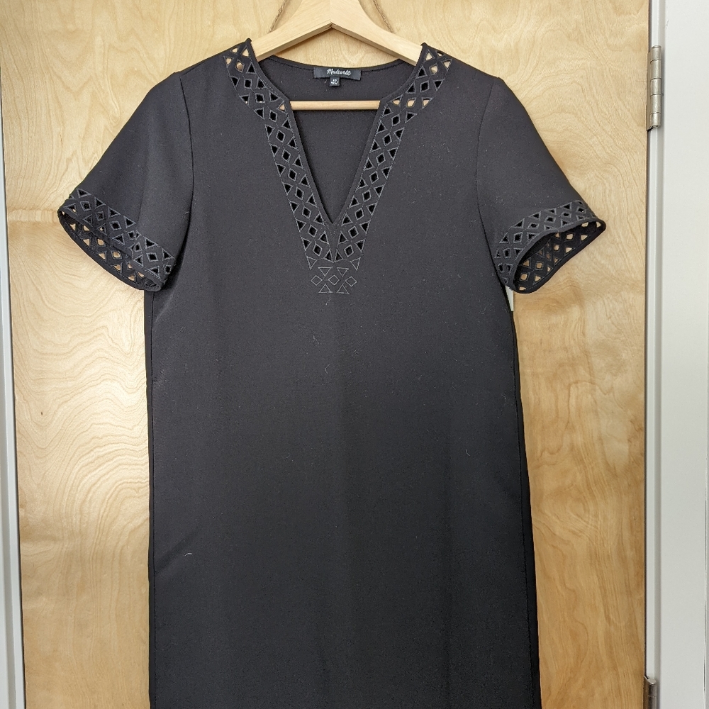 Madewell Black Ballad Laser Cut Shift Dress